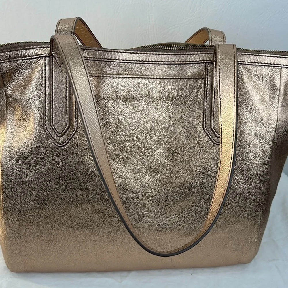 Fossil Rose Gold Leather Shoulder Tote Bag - Picture 2 of 8